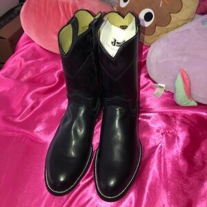 Justin Boots Black Leather Moto Boots